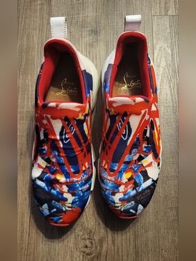 Christian Louboutin Men's Slip-On Sneakers - Multicolor Graffiti Print